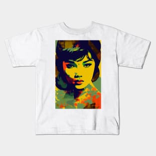 Vintage asian woman in pop-art style Kids T-Shirt